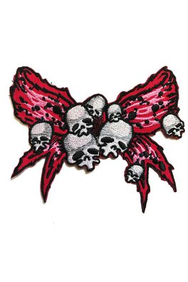 punk Totenkopf Skull Bow gothic Schleifchen Patch Aufnäher