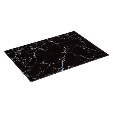 Schneidebrett aus Glas mit Marmor-Muster, schwarz, 30 x 40 cm