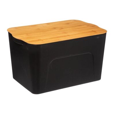 Aufbewahrungsbox aus Kunststoff mit Bambusdeckel, 24 l