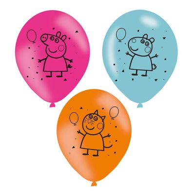 Peppa Pig Wutz 6 Latexballons Deko Geburtstag Party Fete Luftballon Schweinchen