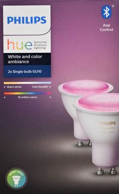 Philips Hue White & Color Ambiance GU10 LED Lampe 2er Set dimmbar Leuchtmittel