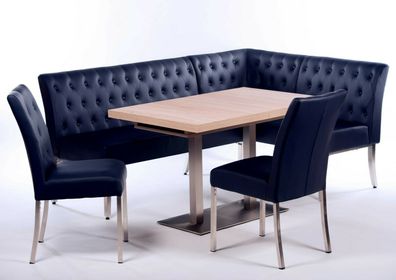 Eckbankgruppe Kunstleder blau / Sonoma Eiche Essgruppe Tischgruppe modern design