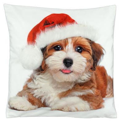 Kissenhülle Weihnachten 40x40 cm Hund Plüsch Kissenbezug Sofakissen Dekokissen