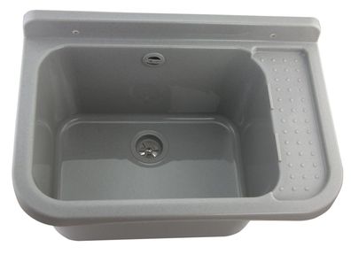 Ausgussbecken grau Kunststoff Spülbecken Waschtrog Becken mit Ablaufgarnitur 50x34x21