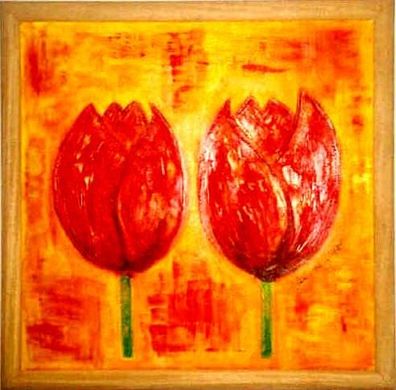 Gemälde Acryl Frühlingsboten Tulpen