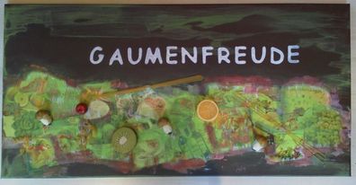Küchenbild Esszimmerbild Gaumenfreude 40 x 80 cm Acryl