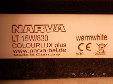 1x NeonTube 15w/830 warmwhite 3000 Kelvin fluorescent Lamp 18" 18 " inch length T8=1"