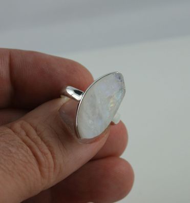 Sterling Silber Ring mit Mondstein Größe 57 roher Mondstein