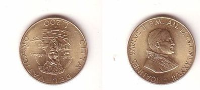 200 Lire Messing Münze Vatikanstadt Pabst Johannes Paul II. 1987