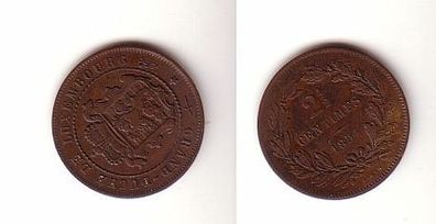 2 1/2 Centimes Kupfer Münze Luxemburg 1854