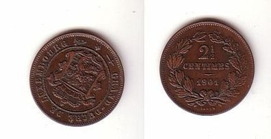 2 1/2 Centimes Kupfer Münze Luxemburg 1901