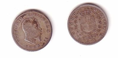 1 Lira Silber Münze Italien 1863