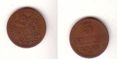 3 Centesimi Kupfer Münze Österreich 1852 V