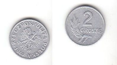 2 Groszy Aluminium Münze Polen 1949