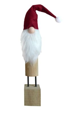 Holz Weihnachtsmann 51 cm mit Flauschbart und Weihnachtsmütze rot Aufsteller
