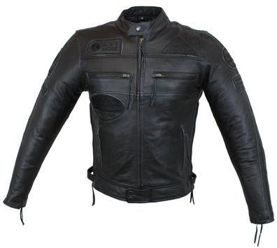 Motorrad & Freizeit Leder Jacke Biker Custom Lamm Leder Jacke Schwarz Protektoren