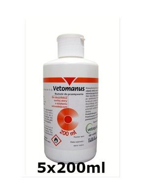 GroßhandelPL Vetomanus 5x 200ml Desinfektionsmittel für trockene Haut.