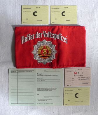 DDR MdI MfS Armbinde Helfer der Volkspolizei Ausweis Karte Befugnis Bewaffnung
