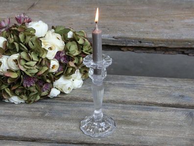 Chic Antique Kerzenleuchter Glas 18cm Leuchter Kerzenständer mit Rillen 71333-00