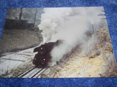 4510 / Ansichtskarte - Güterzugdampflokomotive hinter Bahnhof Lichtenstein