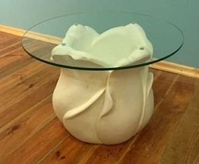 Glastisch Tisch Rose Blume Couchtisch Sofa Beistelltisch Glas Glasscheibe Platte