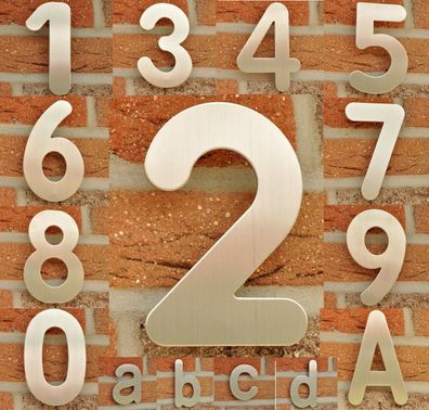 Edelstahl Hausnummer Nummernschild Haus Ziffer Arco gebürstet 15cm groß