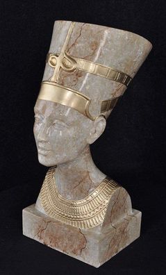 Nofretete Ägypten Mythologie Statue Büste Hand bemalt in Marmor Effekt Hochglanz