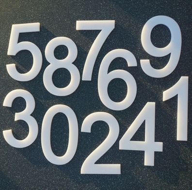 XL Hausnummer Ziffer Nummer Kunststoff Acryl massiv weiß - 20 cm - alle Zahlen