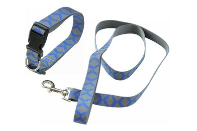 nanook Hundeleinen Set Hundehalsband + Leine Nylon reflektierend blau