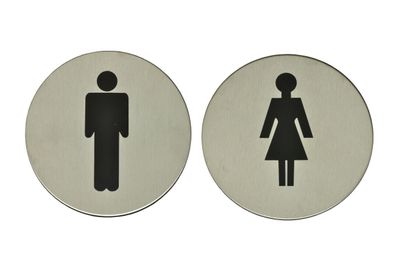 Edelstahl WC Schild Toilettenschild Türschild Kloschild Damen Herren 12 cm Ø