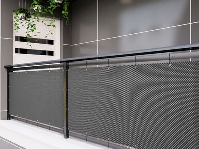 Polyrattan PVC Sichtschutzmatte 300x100 Balkon Sichtschutz Zaun Windschutz grau