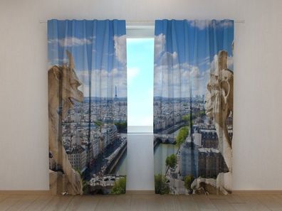 Fotogardine Paris im Sommer, Fotovorhang mit Motiv, Digitaldruck, Gardine auf Maß