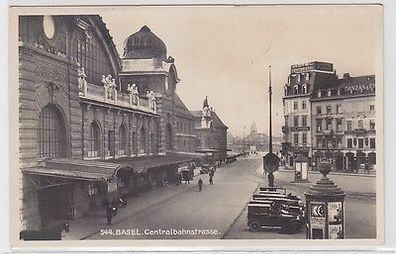 62505 Ak Basel Bahnhof Centralbahnstrasse um 1930