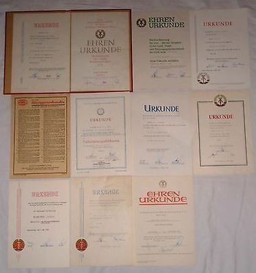 10 x DDR Urkunden VEB Schlacht- & Verarbeitungsbetrieb Quedlinburg 1970 bis 1985
