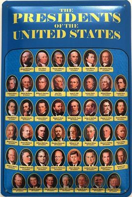 Blechschild 30 X 20 cm Presidents of the United States