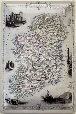 Blechschild 30 X 20 cm Landkarte Ireland