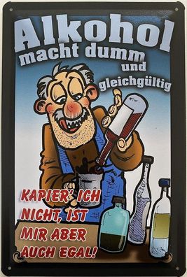 Blechschild 30 X 20 cm Alkohol macht DUMM