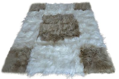 Exklusiv Island Lammfell Teppich weiß beige 200cm x 160cm Fellteppich lambskin