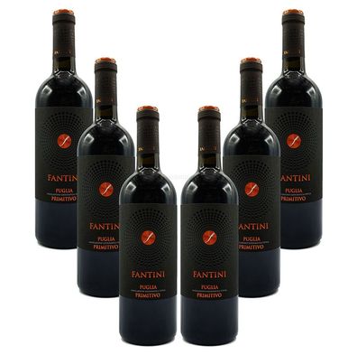 Farnese Fantini Puglia Primitivo 6er Set Rotwein aus Italien 6x 0,75L (14% Vol)