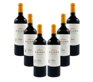 Kaiken Estate 6er Set Malbec Mendoza Argentina 6x 0,75L (14% Vol)- [Enthält Sul