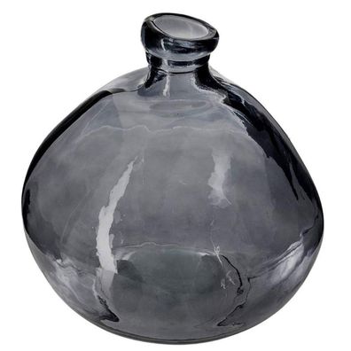 Deko Vase, Glas, rund, grau, Ø 23 cm - Atmosphera