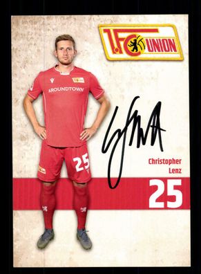 Christopher Lenz Autogrammkarte Union Berlin 2019-20 Original Signiert