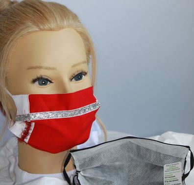 Textil Design Maske aus Baumwolle, mit zertifiziertem Innenvlies - Silberstreifen que