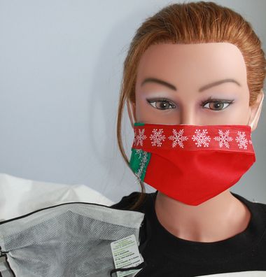 Textil Design Maske aus Baumwolle, mit zertifiziertem Innenvlies - Weinachtskristall