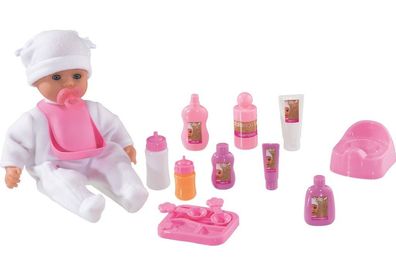 Dolls World Little Treasure Baby Mädchen Puppe rosa Lebensecht mit viel Zubehör