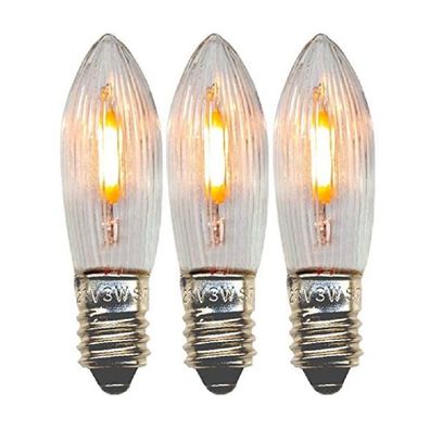 Universal LED Glühbirne E10 3er klares Glas 0,1-0,5W 14-55V 3lm 2100K 300-75