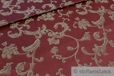 Stoff Baumwolle Polyester Jacquard bordeaux Ranke gold 280 cm breit