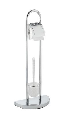 WENKO WC-Garnitur Raumwunder - platzsparend, halber Standfuß, Stahl 33x84x18 cm