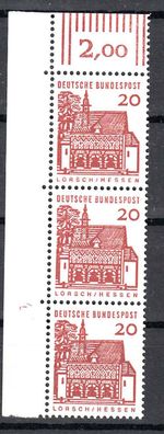 02) 1964 Bund Deutsche Bauwerke, MiNr. 456 DZ 4, skr. Eckrand-Streifen li, postfrisch