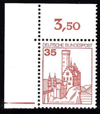 03) 1982 Bund B & S, MiNr. 1139 Eckrand oben links, Plattenzeichen Strich, postfrisch